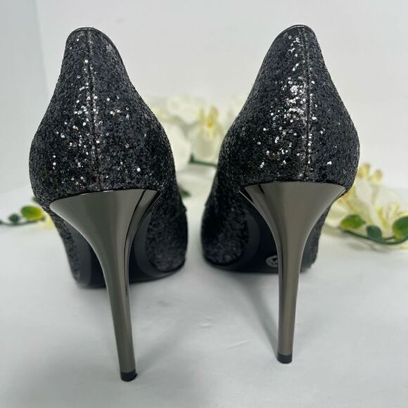 Michael By Michael Kors CLAIRE Pumps Womens Size 8 Gunmetal Glitter Fabric - Picture 8 of 12